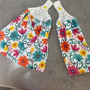 Floral Crochet Kitchen hanging towels